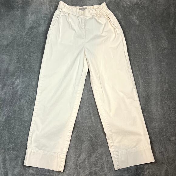 Lot of 2 Everlane Cotton Wide Leg Pants Green White Career Stretch - Picture 12 of 16